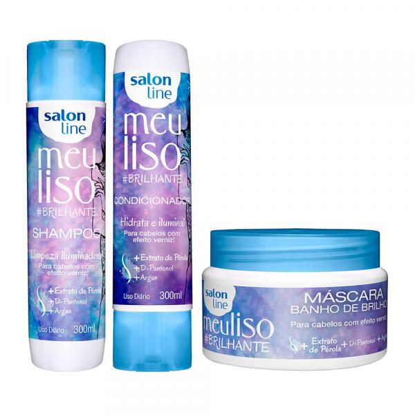 Kit Shampoo Condicionador e Máscara Meu Liso Brilhante - Salon Line