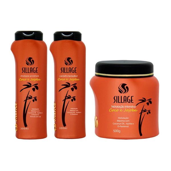 Kit Shampoo, Condicionador e Máscara Premium Coco e Jojoba - Sillage