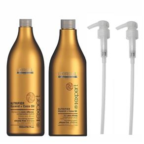 Kit Shampoo Condicionador L`Oréal Nutrifier e Válvulas Pump