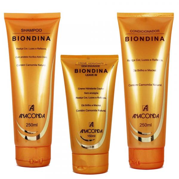 Kit Shampoo Condicionador Leave-in Biondina - Anaconda