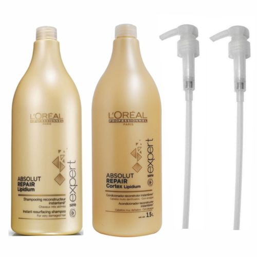 Kit Shampoo Condicionador L'oréal Absolut Repair Cortex Lipidium(1,5l) E Válvulas Pump