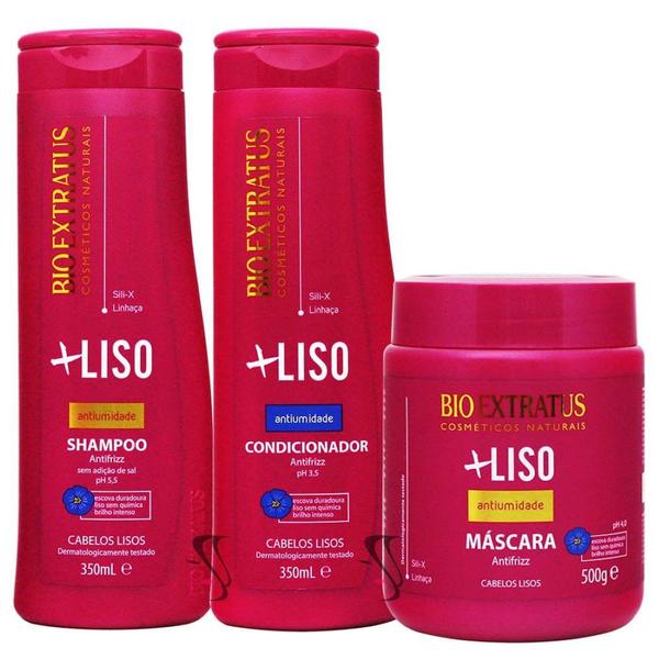 Kit Shampoo Condicionador Máscara 500g +liso Antiumidade - Bio Extratus