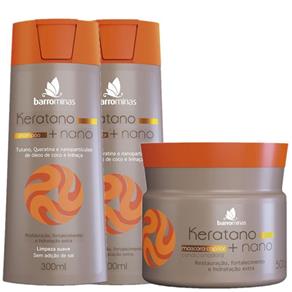 Kit Shampoo Condicionador Mascara Keratano + Nano Barrominas