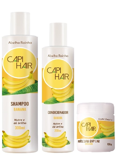 Kit Shampoo + Condicionador + Máscara Nutritivo de Banana Capi Hair Ab...