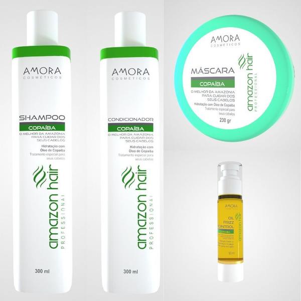 Kit Shampoo Condicionador Máscara Óleo Copaíba, Amazon Hair - Amora Cosmeticos