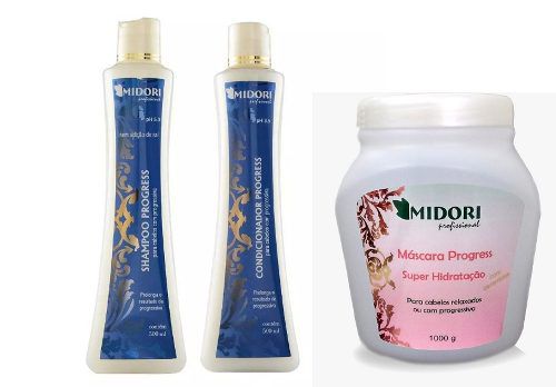 Kit Shampoo Condicionador Mascara Progress Midori Profissional