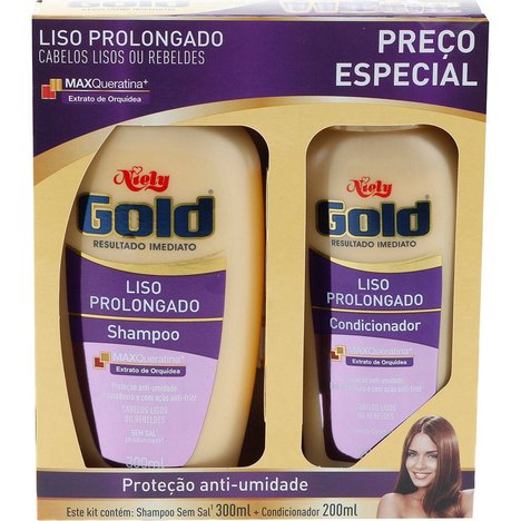 Kit Shampoo + Condicionador Niely Gold Liso Prolongado