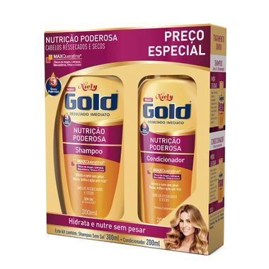 Kit Shampoo + Condicionador Niely Gold Nutrição Poderosa 300+200ml
