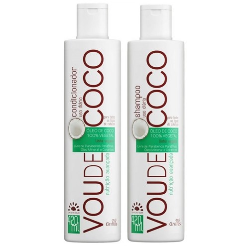 Kit Shampoo + Condicionador Vou de Coco Linha Vegana Griffus 420Ml