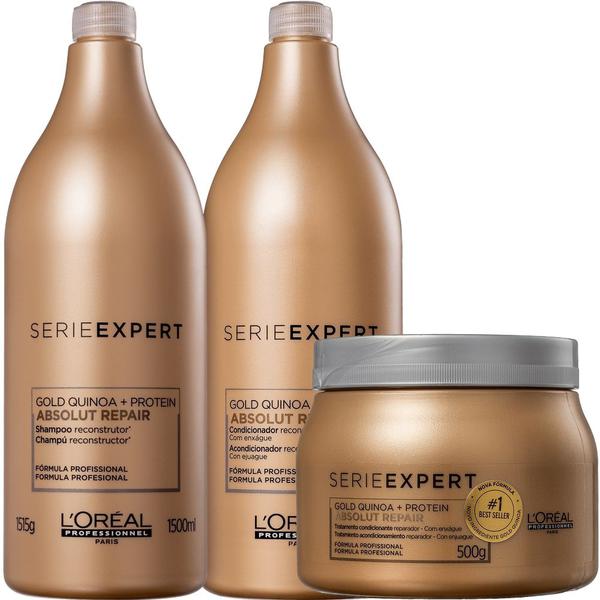 Kit Shampoo + Condicionador 2x1500ml + Másc 500g Gold Quinoa + Protein L'Oréal - Loreal