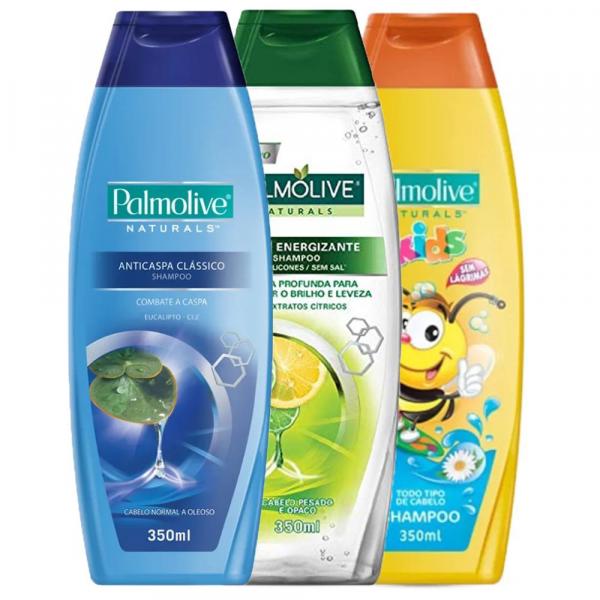 Kit Shampoo: Detox 350ml + Anticaspa Classic 350ml + Naturals Kids 350ml - Palmolive