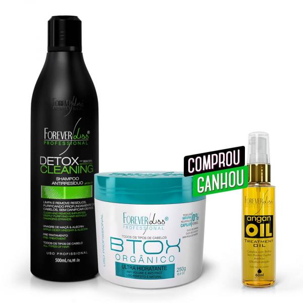 Kit Shampoo Detox com Btox Orgânico GANHE Óleo de Argan - Forever Liss