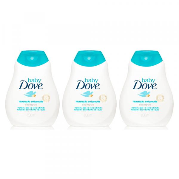 Kit Shampoo Dove Baby Hidratação Enriquecida 200ml 3 Unidades