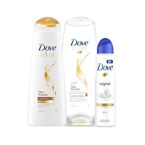 Kit Shampoo Dove Óleo Nutricão 400ml + Condicionador 400ml +Desodorante Aerossol Dove 150ml