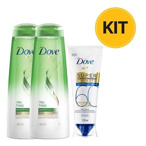 Kit 2 Shampoo Dove Vita Força Ganhe Super Condicionador Reconstrução