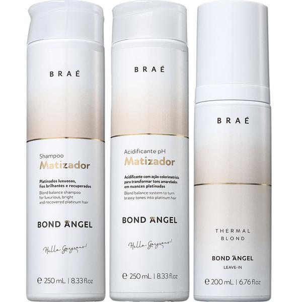 Kit Shampoo e Acidificante 2x250ml + Leave-In 200ml Matizador Bond Angel Braé