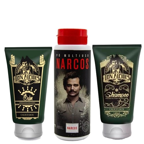 Kit Shampoo e Balm Calico Jack + Talco Multiuso Narcos | Don Alcides