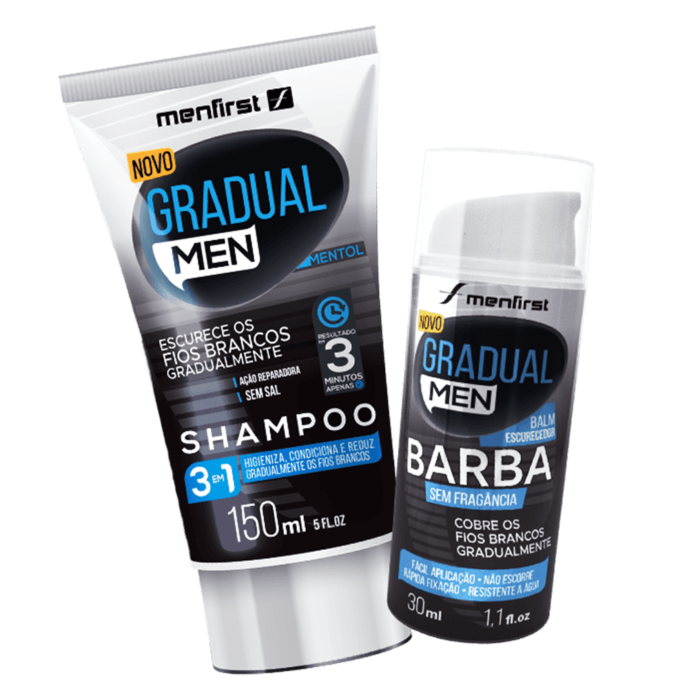 Kit Shampoo e Balm Redutor de Fios Brancos | Gradual Men