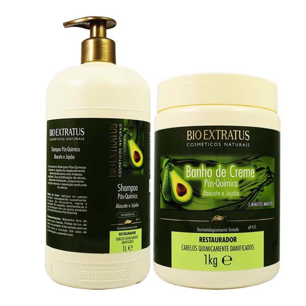Kit Shampoo e Banho de Creme Pós Química Abacate e Jojoba 1kg - Bio Extratus