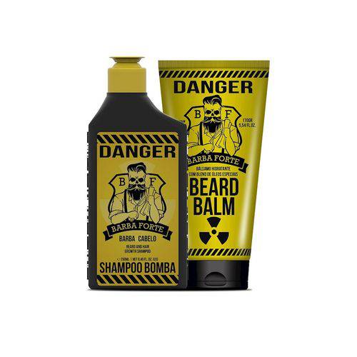 Kit Shampoo e Beard Balm Barba Forte Bomba Danger Pequeno