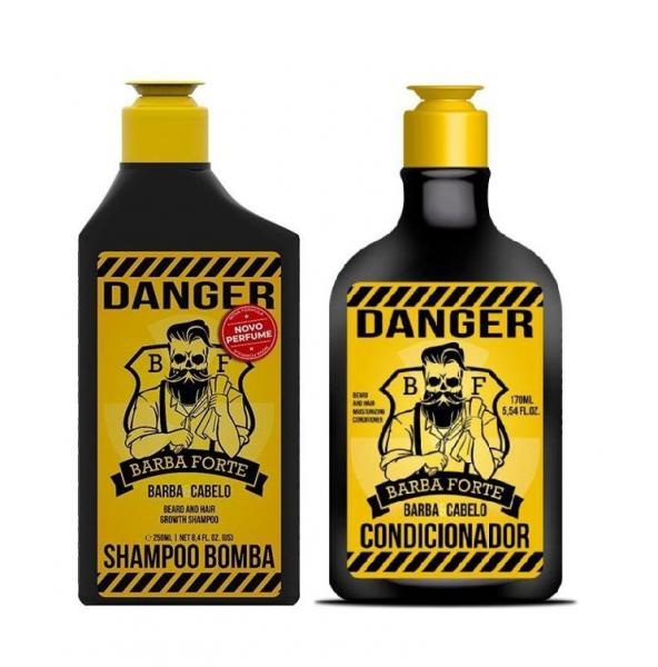 Kit - Shampoo e Condicionador Danger Para Barba e Cabelo - Barba Forte