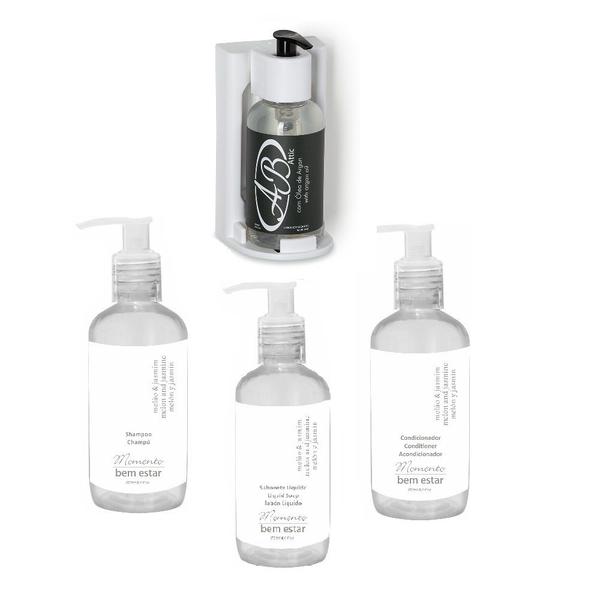 Kit Shampoo e Condicionador 2 Dispenser Branco e Preto 250ml - Harus