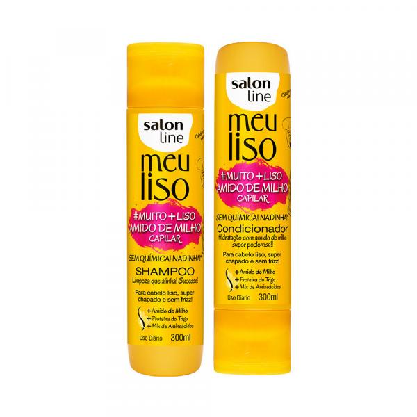 Kit Shampoo e Condicionador Meu Liso Muito+Liso Amido de Milho - Salon Line