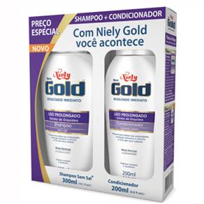 Kit Shampoo e Condicionador Niely Gold Liso Prolongado