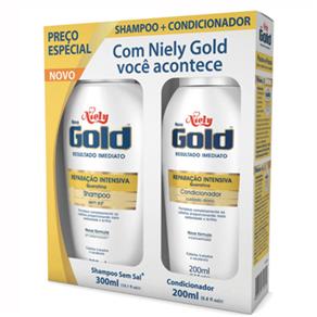 Kit Shampoo e Condicionador Niely Gold Reparação Intensiva