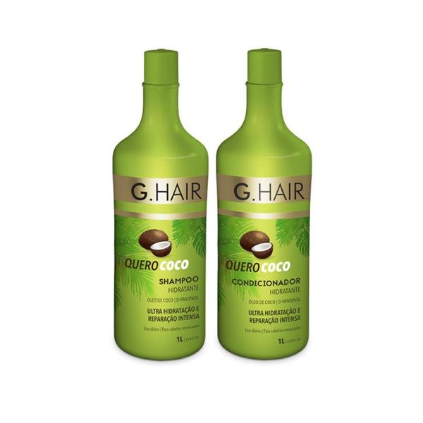 Kit Shampoo e Condicionador Quero Coco 1L - G.Hair