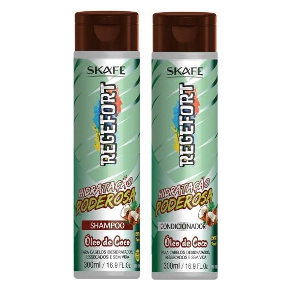 Kit Shampoo e Condicionador Regefort Hidratação Poderosa Óleo de Coco Skafe