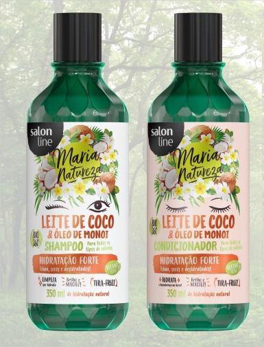 Kit Shampoo e Condicionador Vegano Maria Natureza Leite de Coco e Óleo de Monoi 350ml - Salon Line