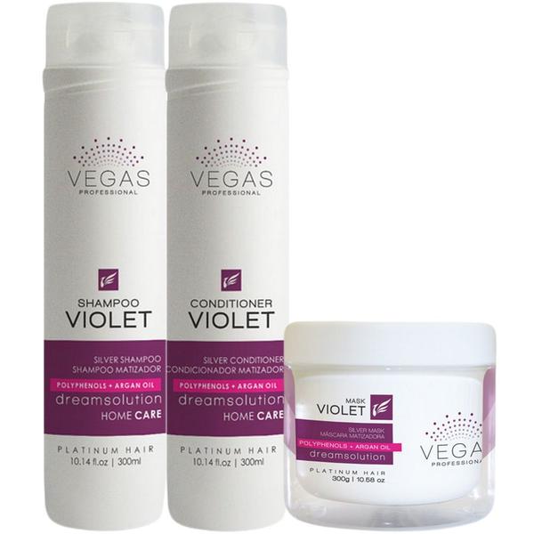 Kit Shampoo e Condicionador 2x300ml + Máscara 300g Violet Vegas Professional