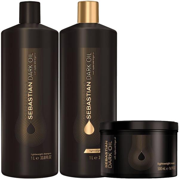 Kit Shampoo e Condicionador 2x1000ml + Másc 500ml Sebastian Dark Oil - Wella
