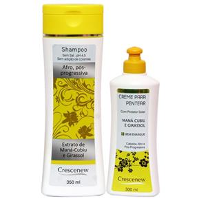 Kit Shampoo e Creme de Pentear Cabelos Afros e Cacheados Crescenew - Shampoo 350 Ml, Creme 300 Ml