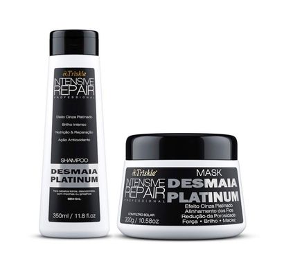 Kit Shampoo e Máscara Desmaia Cabelo Platinum Intensive Repair - Triskle