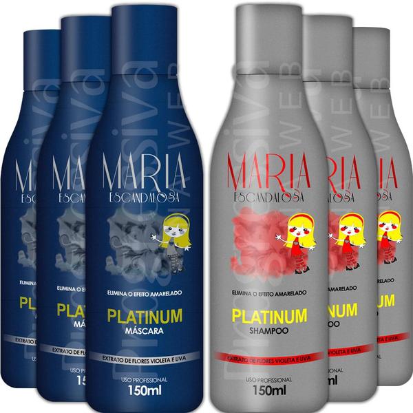 Kit 3 Shampoo e Máscara Matizadora Maria Escandalosa 150ml