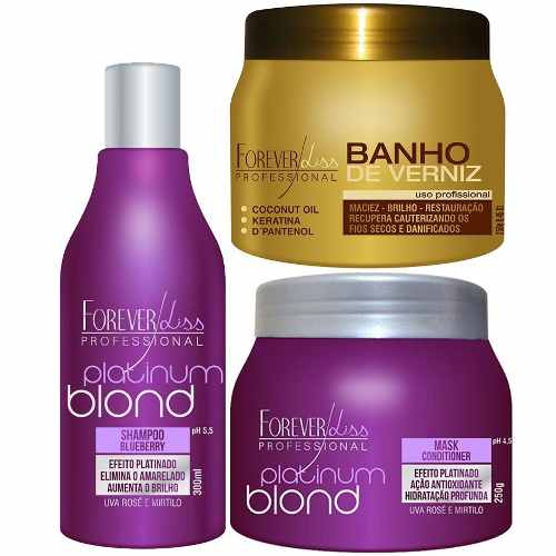 Kit Shampoo e Máscara Platinum Blond e Banho de Verniz 250g - Forever Liss
