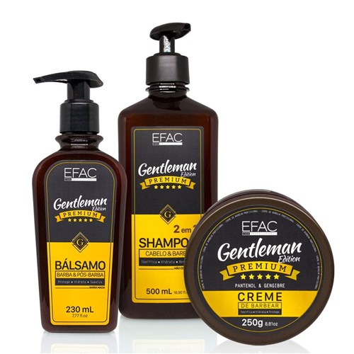 Kit Shampoo 2 em 1 + Bálsamo + Creme de Barbear EFAC Gentleman Edition