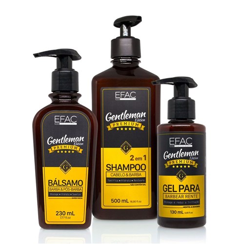 Kit Shampoo 2 em 1 + Bálsamo + Gel para Barbear EFAC Gentleman Edition