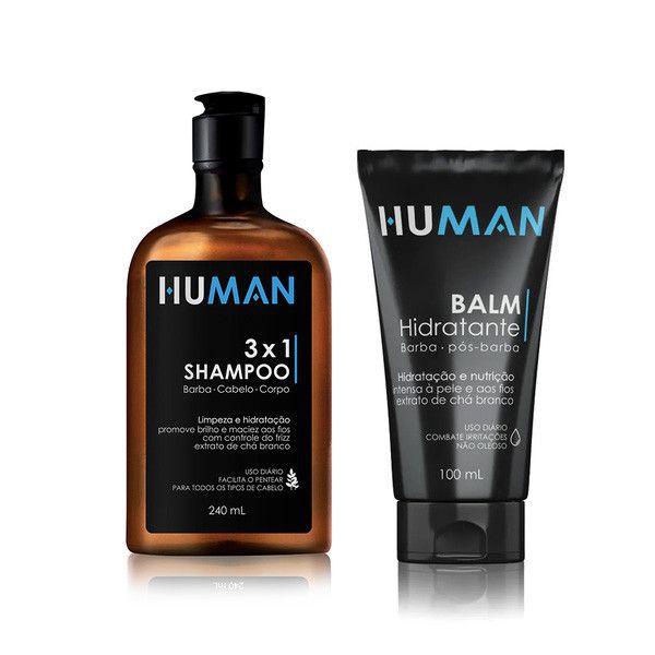 Kit Shampoo 3 em 1 e Balm para Barba Human