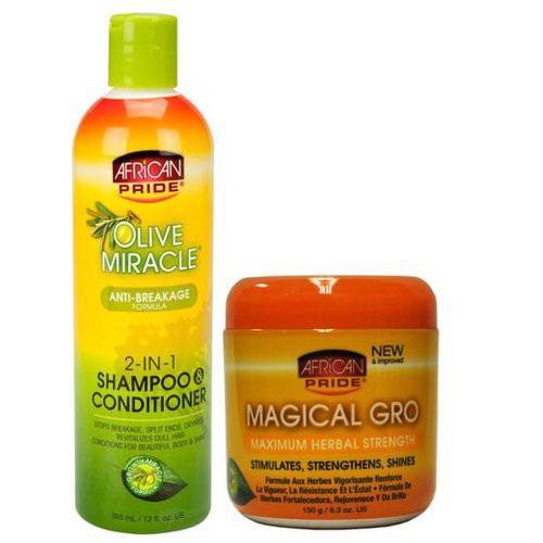 Kit Shampoo 2 em 1 Mascara Fortalecimento de Cabelos Afros