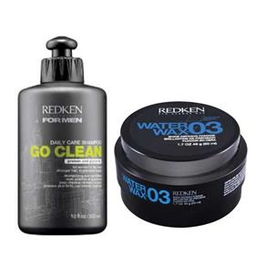Kit Shampoo Go Clean 300Ml + Pomada Modeladora Styling Texturize Water Wax 03 50Ml Redken For Men