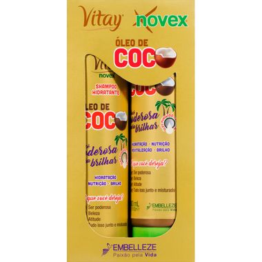 Kit Shampoo Hidratante + Condicionador Vitay Novex Óleo de Coco 300ml