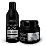Kit Shampoo Intensive Black 300ml com Máscara Black 250g Forever Liss