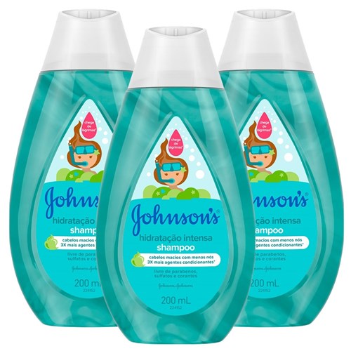 Kit Shampoo Johnson's Baby Hidratação Intensa 200Ml com 3 Unidades