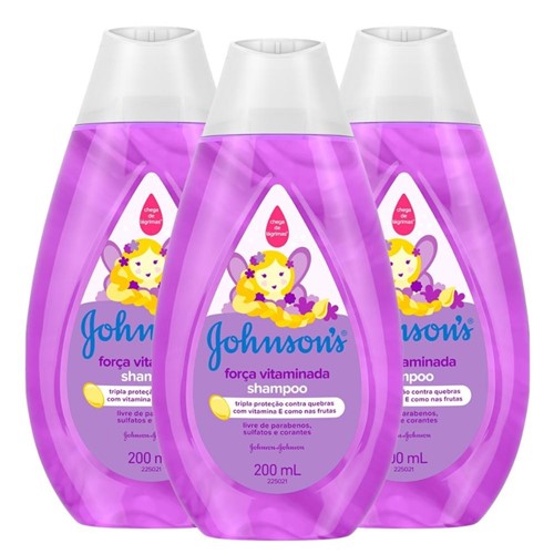 Kit: Shampoo Johnson's ForÃ§a Vitaminada 200ml com 3 Unidades - Incolor - Dafiti