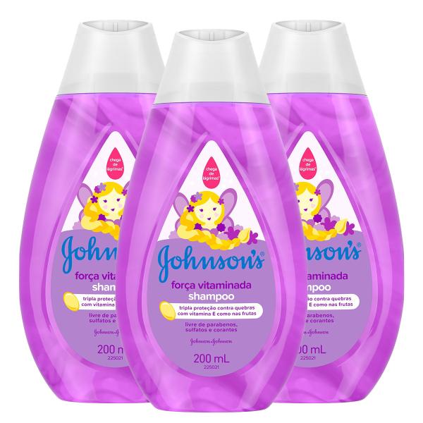 Kit: Shampoo Johnsons Força Vitaminada 200ml com 3 Unidades - Johnsons Baby