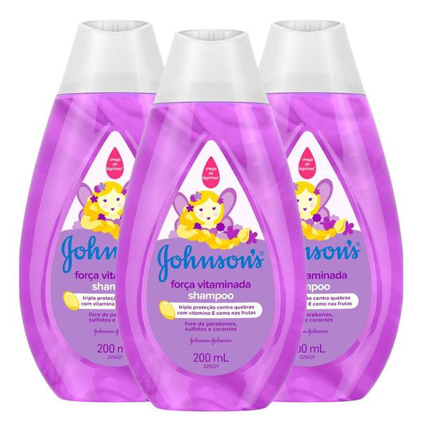 Kit: Shampoo Johnson's Força Vitaminada 200ml com 3 Unidades - Johnson'S Baby