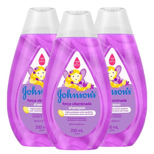 Kit: Shampoo Johnson's Força Vitaminada 200ml com 3 Unidades